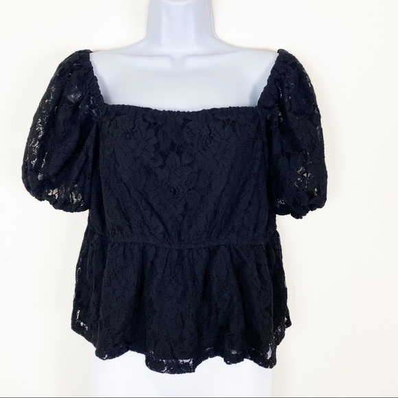 NEW NWT STITCH FIX DAISY & DELILAH Black Lace Off Shoulder Babydoll Top Medium - Picture 1 of 5